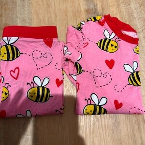 Pink Bee Print Kids Pajamas Little Sleepies